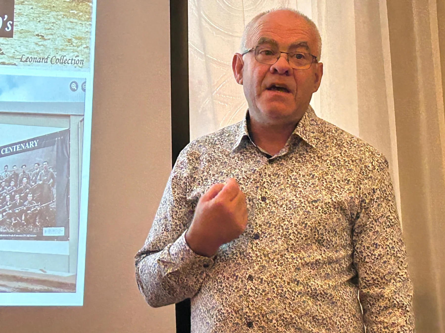 Historian Bernard O'Hara speaking at the 2023 Clan Gathering
